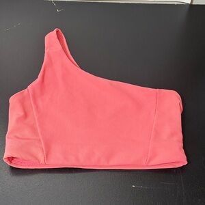 Wilo Coral Ribbed Top Small Cropped 1 Strap Sports Bra Workout Summer